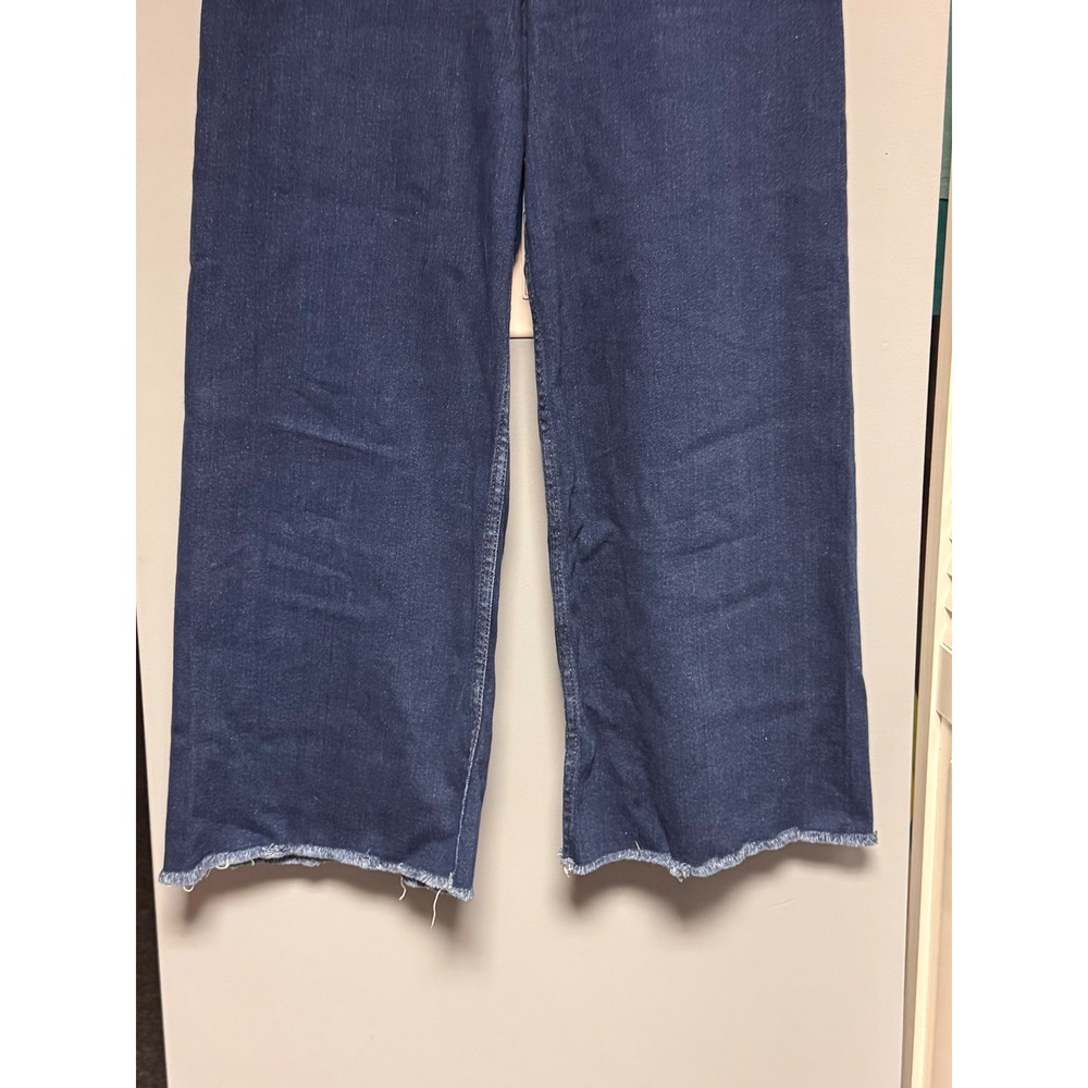 Maeve Anthropologie High Rise Wide Leg Jeans Dark Wash Raw Hem Size 29 - Picture 3 of 9